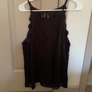 Black lace with sewn in nylon tans underneath